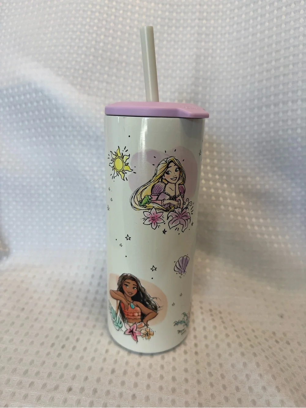 Zak! Disney Princess Pink-Trim Stainless Tumbler with Straw